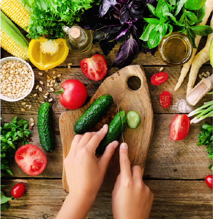 Woman with fresh vegetables